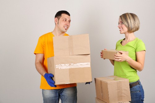 Prepared Kensington office relocation with packed boxes and organised workstation setup