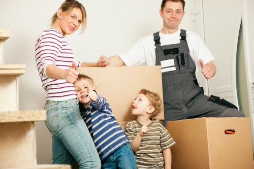 Office furniture and equipment prepared for a Kensington commercial move